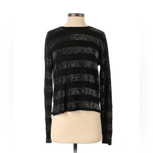 H&M Black and Gray Glitter Shimmer Striped Women's Top Size Small